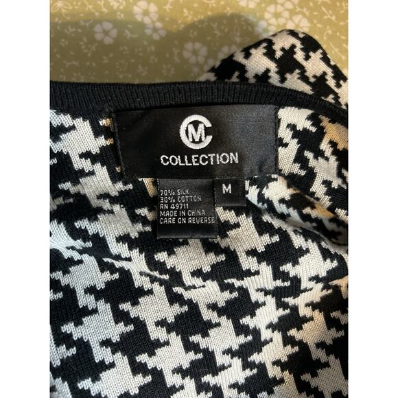 CM Collection Houndstooth Cardigan | Size M | Black & White Long Open Front - Picture 7 of 7